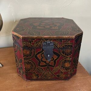 VINTAGE Large Red Boho Box